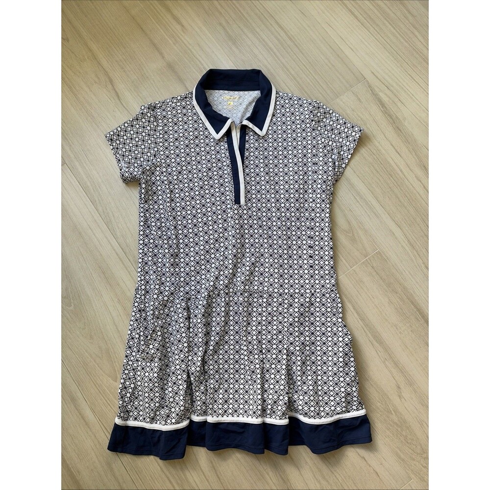Lilly Pulitzer Luxletic Jessamy Dress XL Womens Blue Geometric Tennis Golf UPF